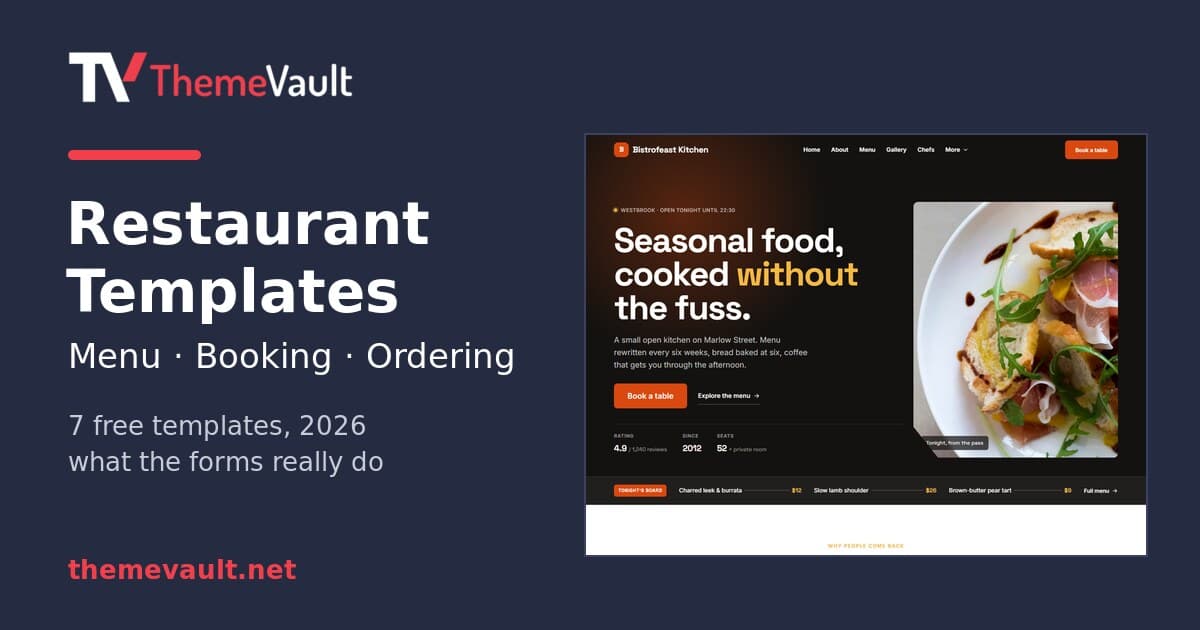 Restaurant Website Templates With Menus, Table Booking and Online Ordering (2026)
